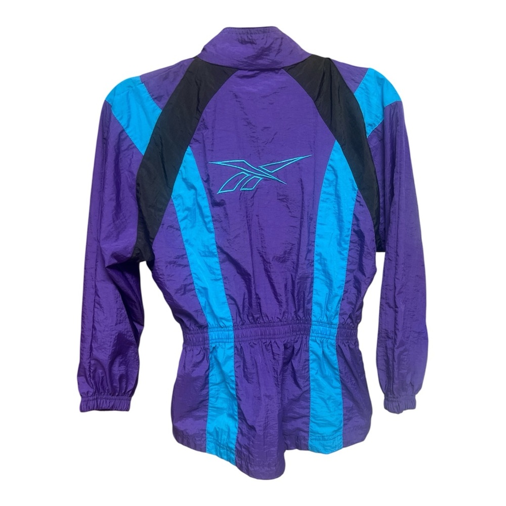 Vintage 90s Reebok Purple Teal Full Zip Windbreaker Women’s Jacket Size M - Picture 3 of 3